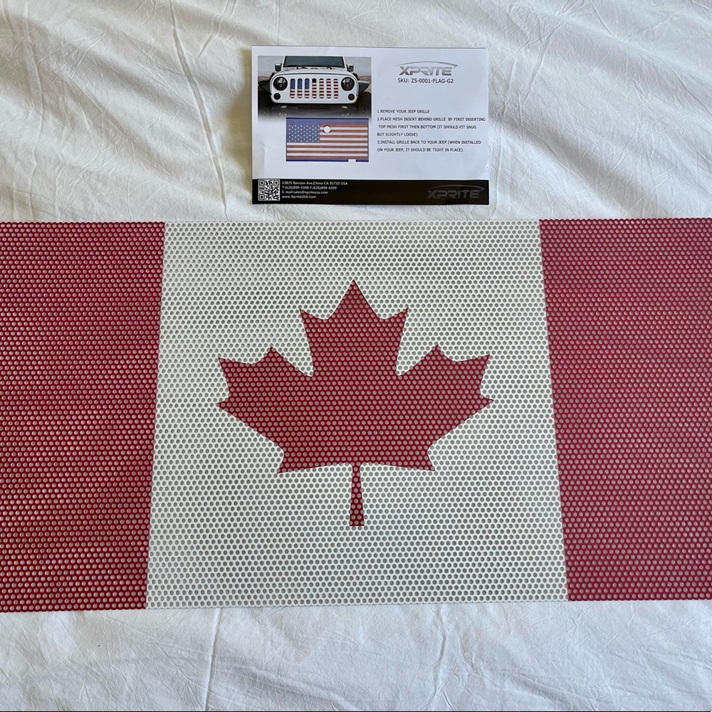 BNIB- Canada Flag Grill Cover for Jeep JKU 2018 & up